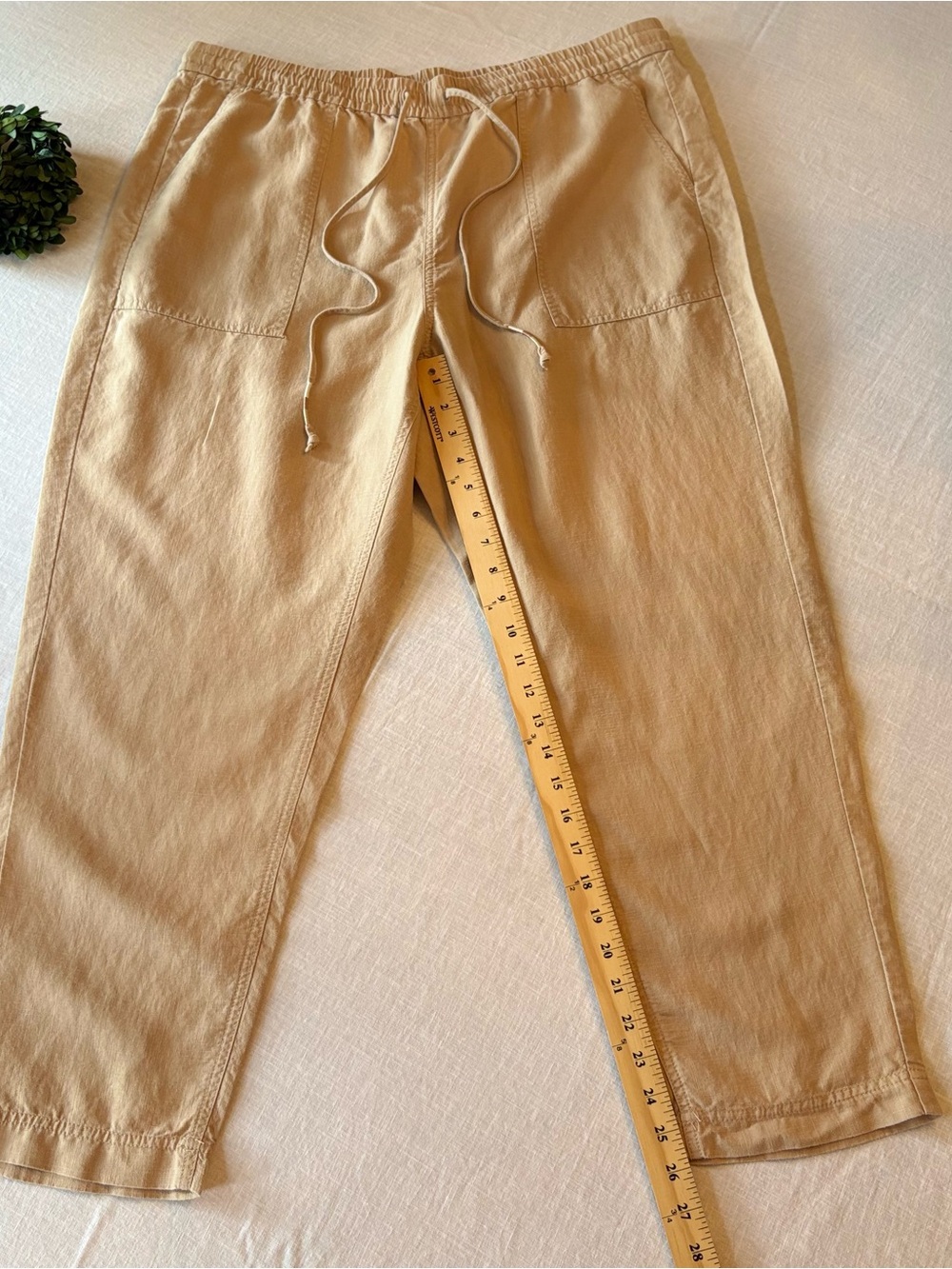 J. Crew Women’s Almond Biscotti Drawstring Linen Blend Pants Xl - Picture 8 of 9